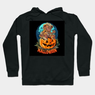 cute-halloween-teddy-bear-with-knife-sitting-pumpkin Hoodie